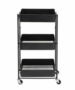Honey-Can-Do - 3-Tier Metal Folding Cart with Wheels - Black