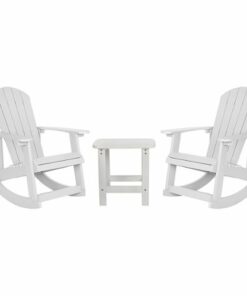 Flash Furniture - Savannah Outdoor Rectangle Cottage Resin 3 Piece Patio Set - White