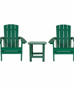 Flash Furniture - Charlestown Indoor/Outdoor Adirondack Style Side Table and 2 Chair Set in - Green