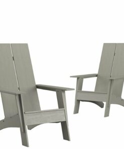 Flash Furniture - Sawyer Set of 2 Modern Dual Slat Back Indoor/Outdoor Adirondack Style Chairs - Gray