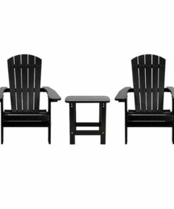 Flash Furniture - Charlestown Outdoor Rectangle Cottage Resin 3 Piece Patio Set - Black