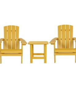 Flash Furniture - Charlestown Indoor/Outdoor Adirondack Style Side Table and 2 Chair Set in - Yellow