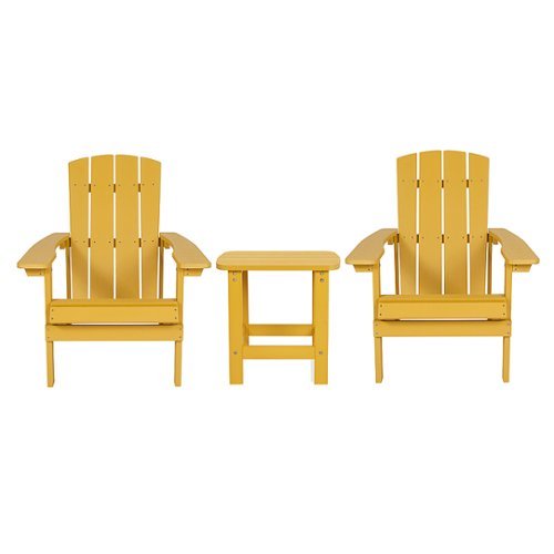 Flash Furniture - Charlestown Indoor/Outdoor Adirondack Style Side Table and 2 Chair Set in - Yellow