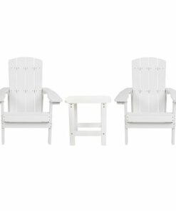 Flash Furniture - Charlestown Indoor/Outdoor Adirondack Style Side Table and 2 Chair Set in - White