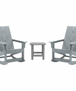 Flash Furniture - Finn Outdoor Rectangle Cottage Resin 3 Piece Patio Set - Gray