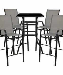 Flash Furniture - Brazos Outdoor Square Modern Steel 5 Piece Patio Set - Gray