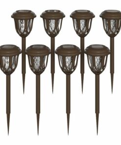 Flash Furniture - Hess All-Weather Tulip Design Solar Powered LED Garden & Pathway Lights in Brown - Brown