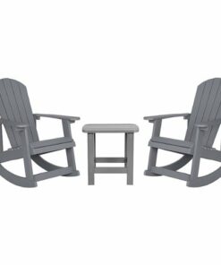 Flash Furniture - Savannah Set of 2 Poly Resin Adirondack Rocking Chairs with 1 Side Table in - Gray
