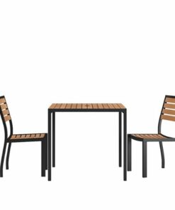 Flash Furniture - Lark Outdoor Square Modern  3 Piece Patio Set - Teak