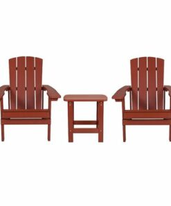 Flash Furniture - Charlestown Indoor/Outdoor Adirondack Style Side Table and 2 Chair Set in - Red