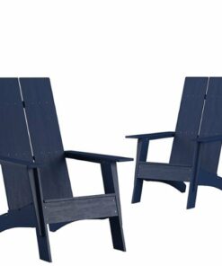 Flash Furniture - Sawyer Set of 2 Modern Dual Slat Back Indoor/Outdoor Adirondack Style Chairs - Navy