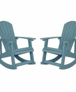 Flash Furniture - Savannah Adirondack Poly Resin Rocking Chairs for Indoor/Outdoor Use in - 2 Pack - Sea Foam
