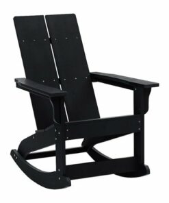Flash Furniture - Finn Modern 2-Slat Adirondack Poly Resin Rocking Chair for Indoor/Outdoor Use - Black