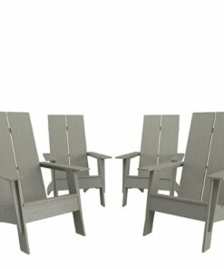 Flash Furniture - Sawyer Set of 4 Modern Dual Slat Back Indoor/Outdoor Adirondack Style Chairs - Gray