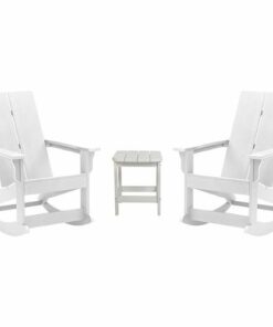 Flash Furniture - Finn Outdoor Rectangle Cottage Resin 3 Piece Patio Set - White