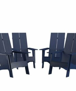 Flash Furniture - Sawyer Set of 4 Modern Dual Slat Back Indoor/Outdoor Adirondack Style Chairs - Navy