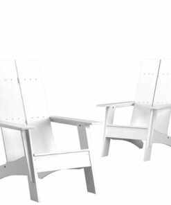 Flash Furniture - Sawyer Set of 2 Modern Dual Slat Back Indoor/Outdoor Adirondack Style Chairs - White
