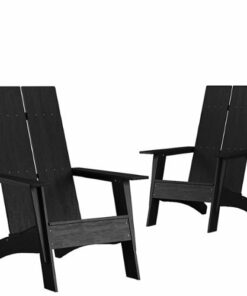 Flash Furniture - Sawyer Set of 2 Modern Dual Slat Back Indoor/Outdoor Adirondack Style Chairs - Black