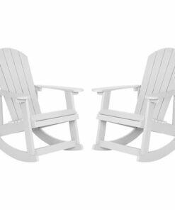 Flash Furniture - Savannah Adirondack Poly Resin Rocking Chairs for Indoor/Outdoor Use in - 2 Pack - White