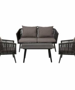Flash Furniture - Kierra Outdoor Rectangle Modern Aluminum 4 Piece Patio Set - Black/Gray