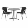 Flash Furniture - Lila Outdoor Round Contemporary Aluminum 3 Piece Patio Set - Black 0