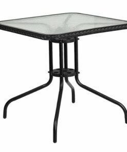 Flash Furniture - Barker Contemporary Patio Table - Clear Top/Black Rattan 0