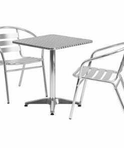 Flash Furniture - Lila Outdoor Square Contemporary 3 Piece Patio Set - Aluminum 1