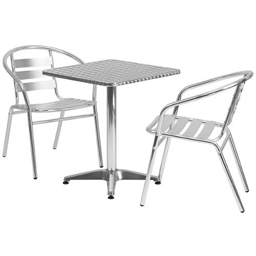 Flash Furniture - Lila Outdoor Square Contemporary 3 Piece Patio Set - Aluminum 1