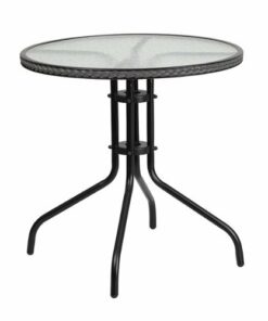 Flash Furniture - Barker Contemporary Patio Table - Clear Top/Gray Rattan 0