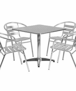 Flash Furniture - Lila Outdoor Square Contemporary 5 Piece Patio Set - Aluminum 0
