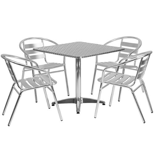 Flash Furniture - Lila Outdoor Square Contemporary 5 Piece Patio Set - Aluminum 0