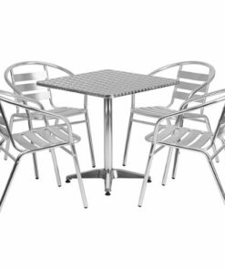 Flash Furniture - Lila Outdoor Square Contemporary 5 Piece Patio Set - Aluminum 1
