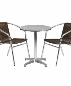 Flash Furniture - Lila Outdoor Round Contemporary Aluminum 3 Piece Patio Set - Dark Brown 0