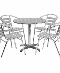 Flash Furniture - Lila Outdoor Round Contemporary 5 Piece Patio Set - Aluminum 0