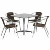 Flash Furniture - Lila Outdoor Square Contemporary Aluminum 5 Piece Patio Set - Dark Brown 2
