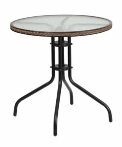 Flash Furniture - Barker Contemporary Patio Table - Clear Top/Dark Brown Rattan 1