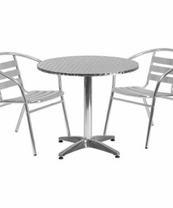 Flash Furniture - Lila Outdoor Round Contemporary 3 Piece Patio Set - Aluminum 2