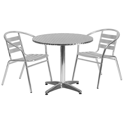 Flash Furniture - Lila Outdoor Round Contemporary 3 Piece Patio Set - Aluminum 2