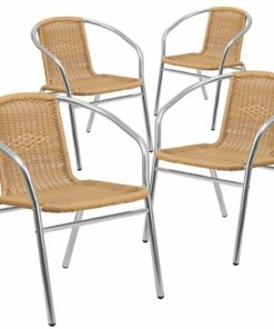 Flash Furniture - Lila Patio Chair (set of 4) - Aluminum and Beige