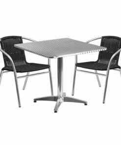 Flash Furniture - Lila Outdoor Square Contemporary Aluminum 3 Piece Patio Set - Black 1