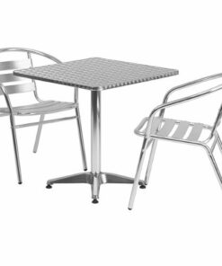 Flash Furniture - Lila Outdoor Square Contemporary 3 Piece Patio Set - Aluminum 2