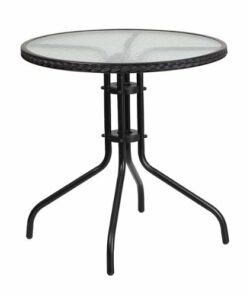 Flash Furniture - Barker Contemporary Patio Table - Clear Top/Black Rattan 1