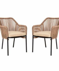 Flash Furniture - Kallie Woven Indoor/Outdoor Stacking Club Chairs in Natural - Ivory Cushions-Set of 2 - Natural/Ivory