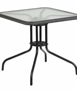 Flash Furniture - Barker Contemporary Patio Table - Clear Top/Gray Rattan 1