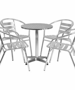 Flash Furniture - Lila Outdoor Round Contemporary 5 Piece Patio Set - Aluminum 1