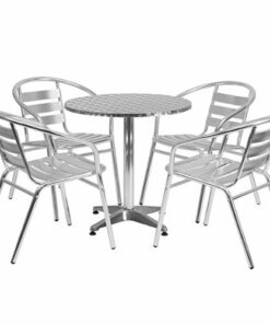 Flash Furniture - Lila Outdoor Round Contemporary 5 Piece Patio Set - Aluminum 2