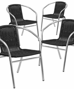 Flash Furniture - Lila Patio Chair (set of 4) - Aluminum and Black