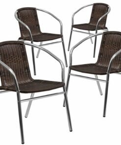 Flash Furniture - Lila Patio Chair (set of 4) - Aluminum and Dark Brown