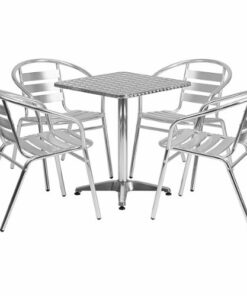 Flash Furniture - Lila Outdoor Square Contemporary 5 Piece Patio Set - Aluminum 2