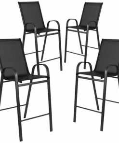 Flash Furniture - Brazos Modern Fabric Patio Barstool (set of 4) - Black
